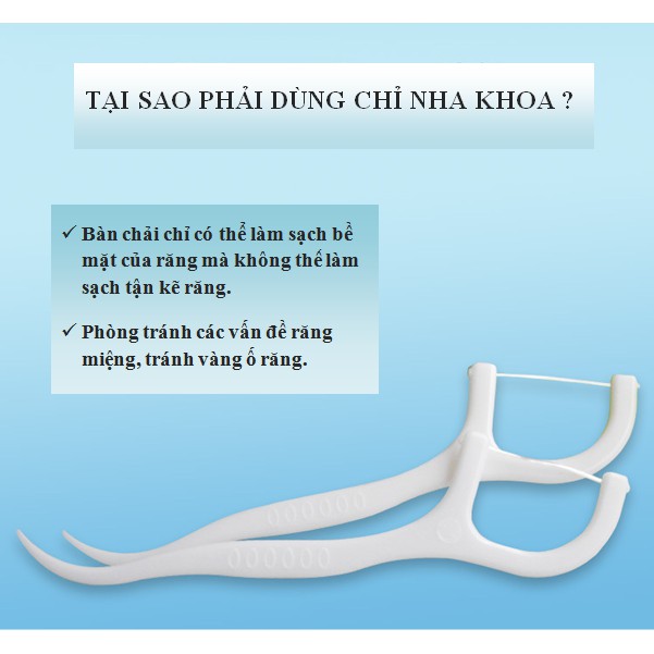 [Mua 2 tặng 1] Tăm chỉ nha khoa Macromolecule 50 chiếc/ Dental floss/ Dental floss pick