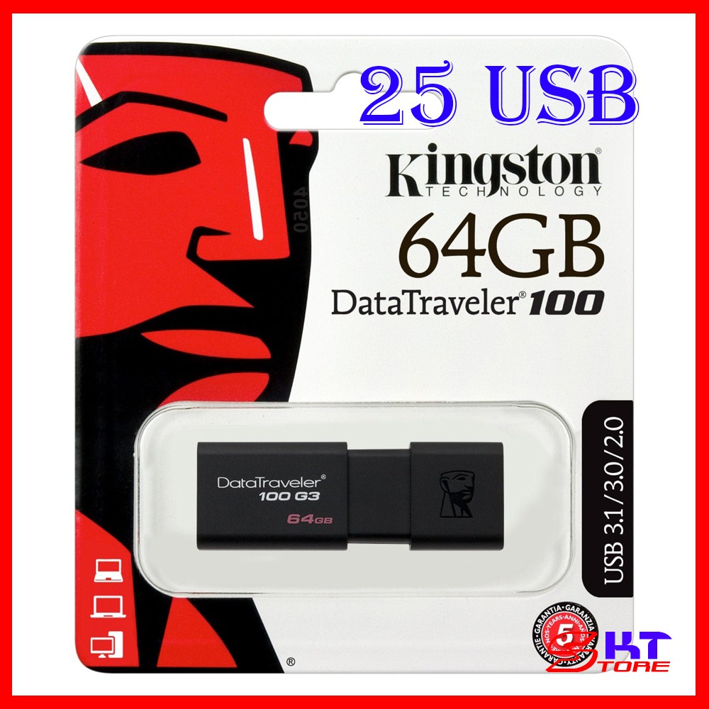 25 USB Kingston DT100G3 64GB - Hàng Chính Hãng