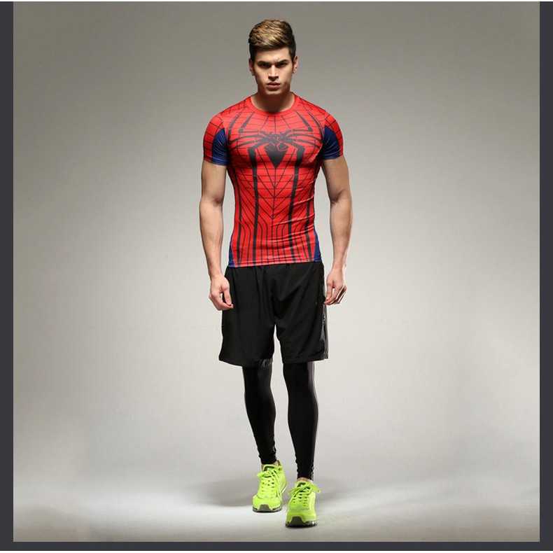 New Brand Summer Fashion Casual Captain America T-shirt Fitness Compression T-shirt Men's Short Sleeve 3d Workout Top