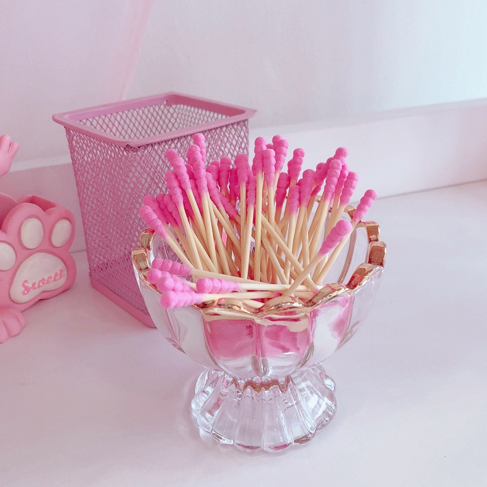 Set 100 Tăm Bông cotton Hai Đầu Dễ Thương Dùng Một Lần Tiện Dụng