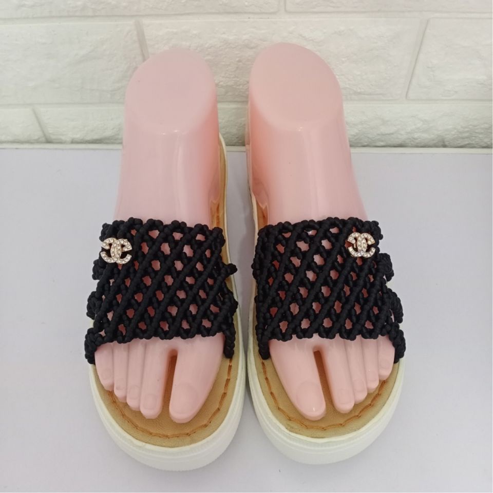 Sản phẩm cao cấp🎪Giày sandal cao gót đế xuồng đan thủ công thời trang cho nữ