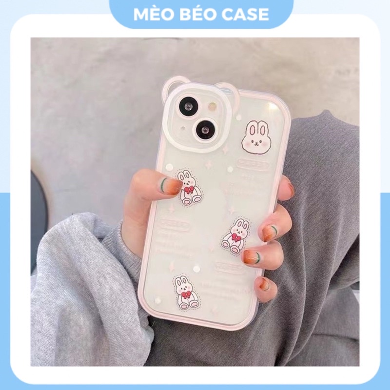 (SIÊU RẺ) Ốp lưng iphone cam tai thỏ happy hồng xinh 7plus/8/8plus/x/xr/xs/11/12/13/pro/max/plus
