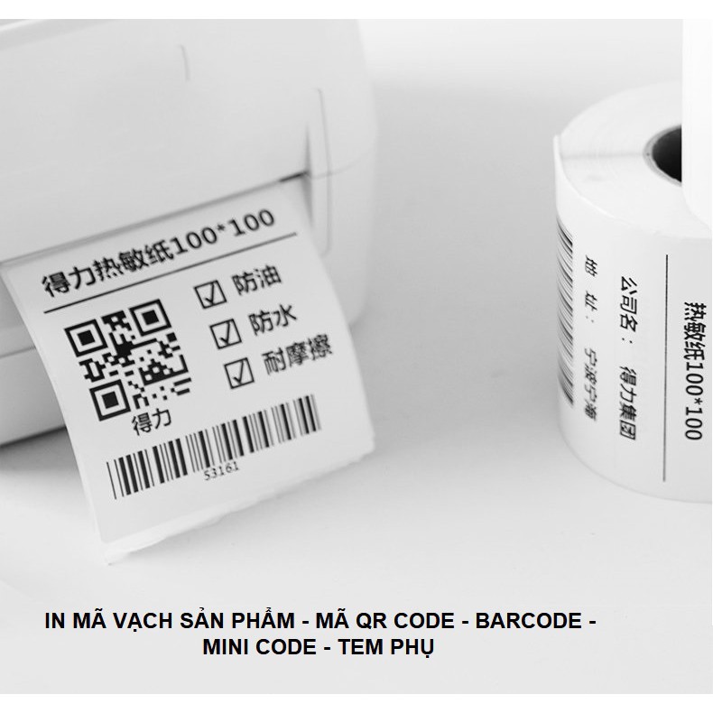 Tem in nhiệt Shoptida loại 600 tem 50*50mm in minicode, qr code, lời cảm ơn, sử dụng cho máy in nhiệt Shoptida SP46