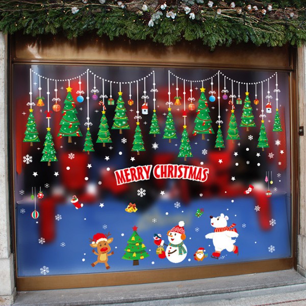 Decal trang trí Noel - Các nhân vật Noel vui chơi cùng nhau