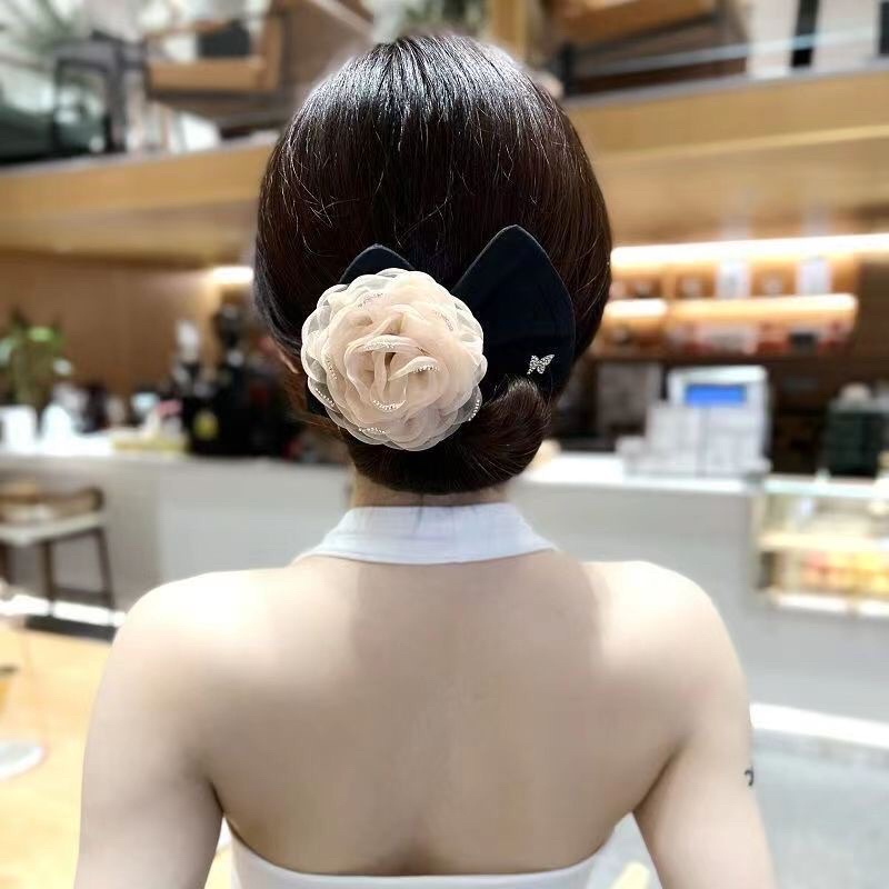 Thanh Quấn Tóc, Kẹp Tóc Hoa Trà Vải Bảng To Siêu Đẹp Phụ Kiện Thời Trang Nữ
