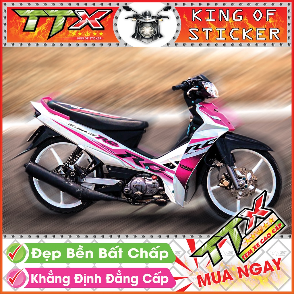 Tem sirius rc , Tem xe phụ kiện sirius màu hồng chữ đen nền trắng đẹp xuất sắc , Shop TTX team rời sirius mã (S0015/A9)