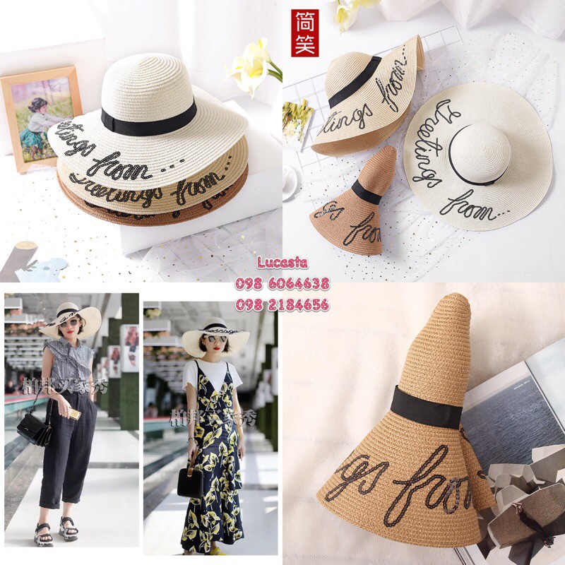 [248] Mũ cói rộng vành đi biển Hàn Quốc (có sẵn 3 màu)