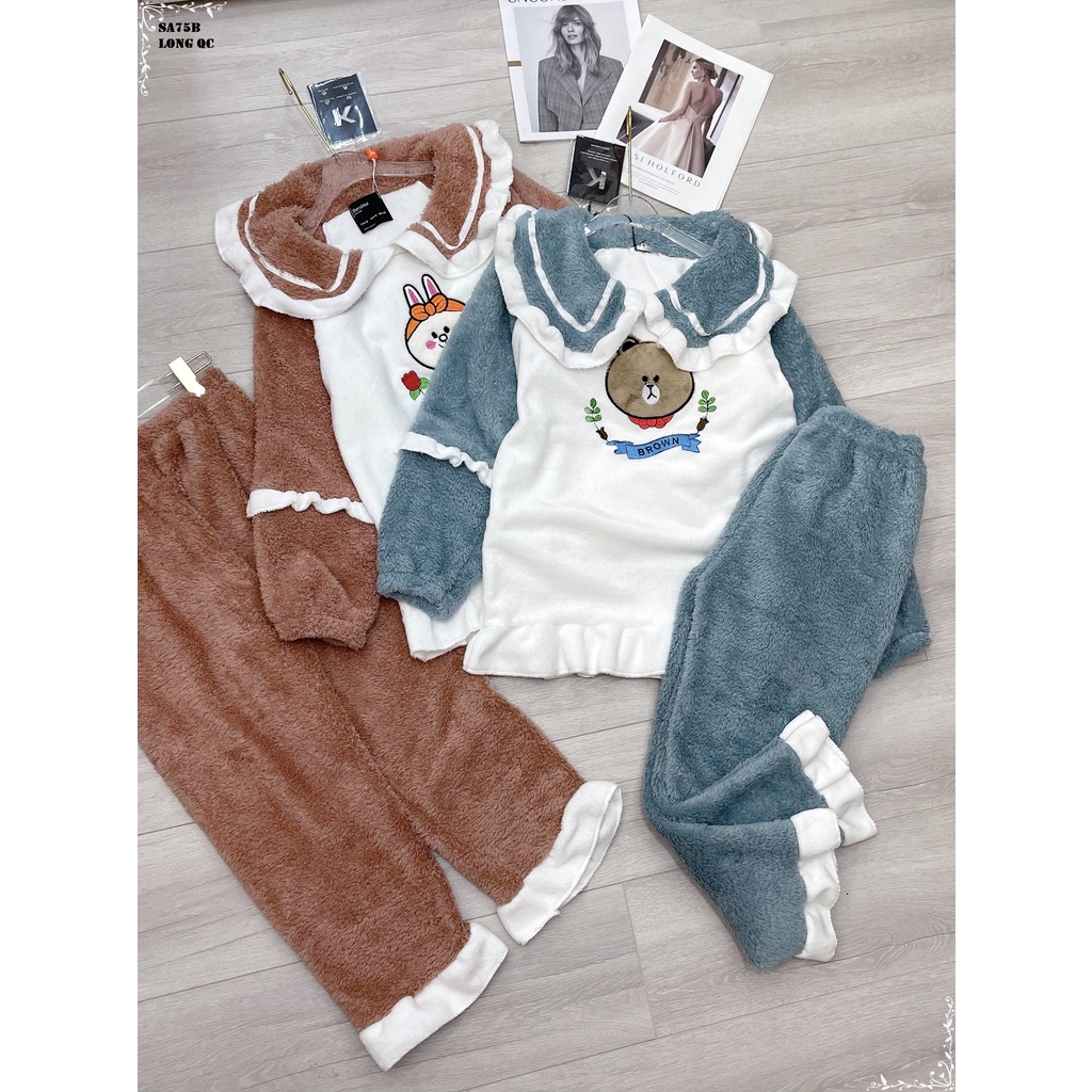 BỘ LÔNG MẶC NHÀ HÌNH DOREMON CỔ BÈO TAY DÀI 191121 | BigBuy360 - bigbuy360.vn