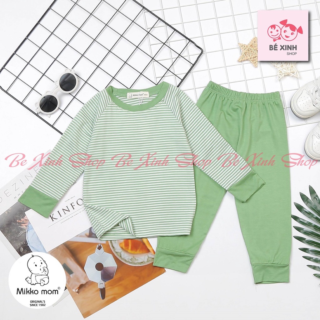 Đồ Bộ Thu Đông Dài Tay Cho Bé Trai Bé Gái Mikko Mom  Bộ Quần Áo Ngủ Cho Bé Trai Gái Thun Lạnh SỌC NHUYỄN