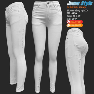 Quần jeans nữ trắng ngà cạp cao XK_0950