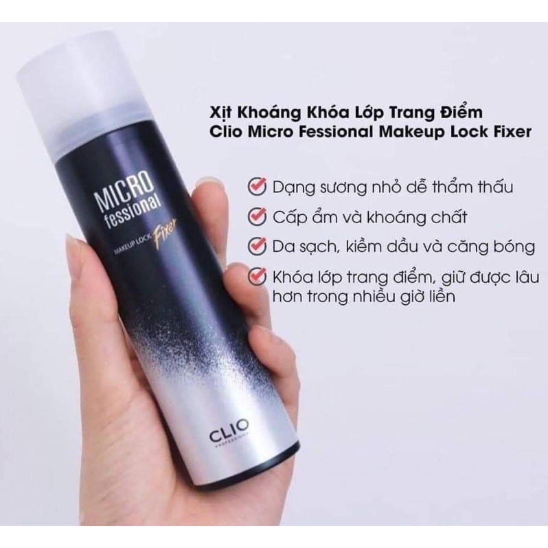 XỊT KHOÁNG KHÓA NỀN MAKEUP CLIO MICRO FESSIONAL MAKEUP LOCK FIXER 100ML