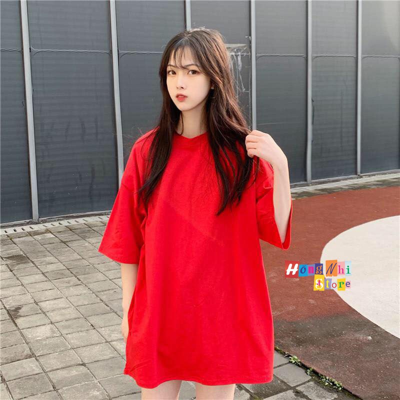 ÁO THUN TAY LỠ TRƠN OVERSIZE DÁNG RỘNG MÀU ĐỎ - ÁO THUN TAY LỬNG UNISEX RED - MM