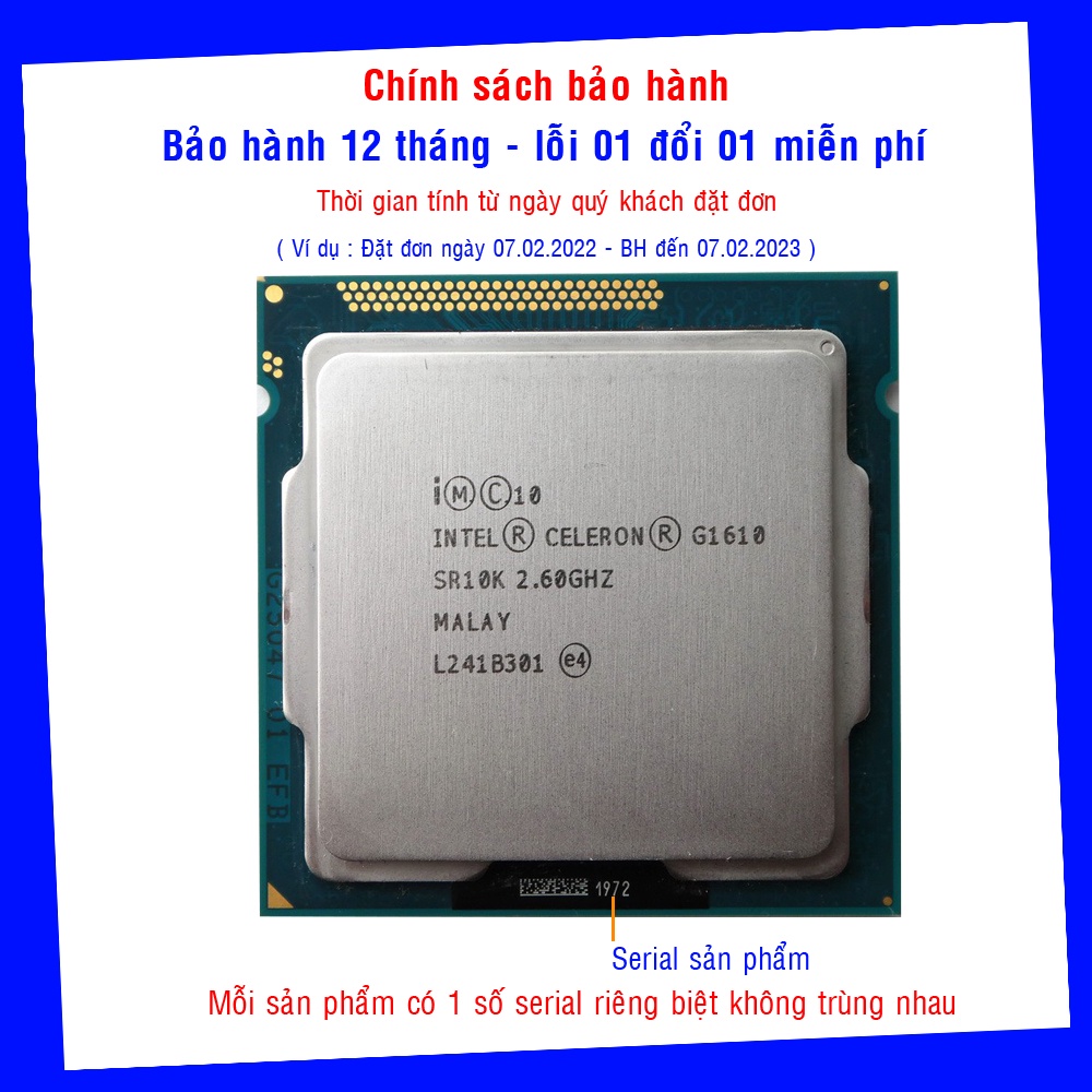 [ tặng keo tản nhiệt ] cpu g1610 socket 1155 bóc máy đồng bộ bảo hành 12 tháng