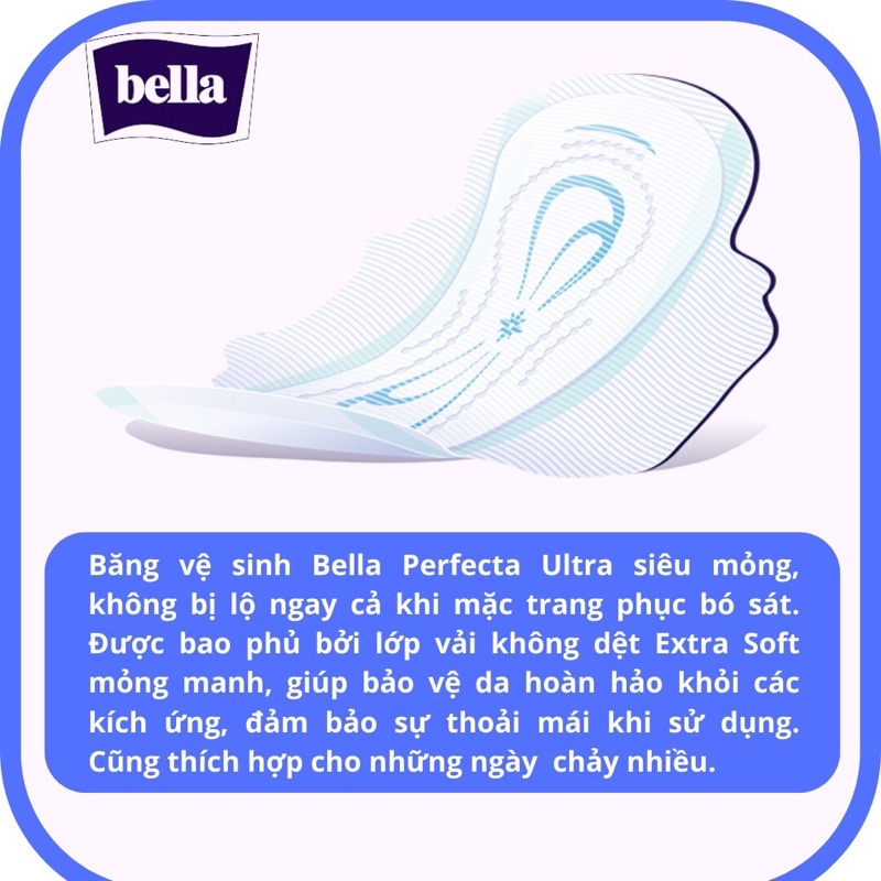 Băng vệ sinh BELLA có cánh, siêu mỏng, thấm hút nhanh, mềm mại nhập khẩu Pháp