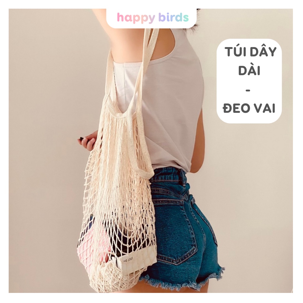 Túi lưới đựng đồ đa năng đi siêu thị đi chơi dã ngoại picnic đi biển có dây đeo