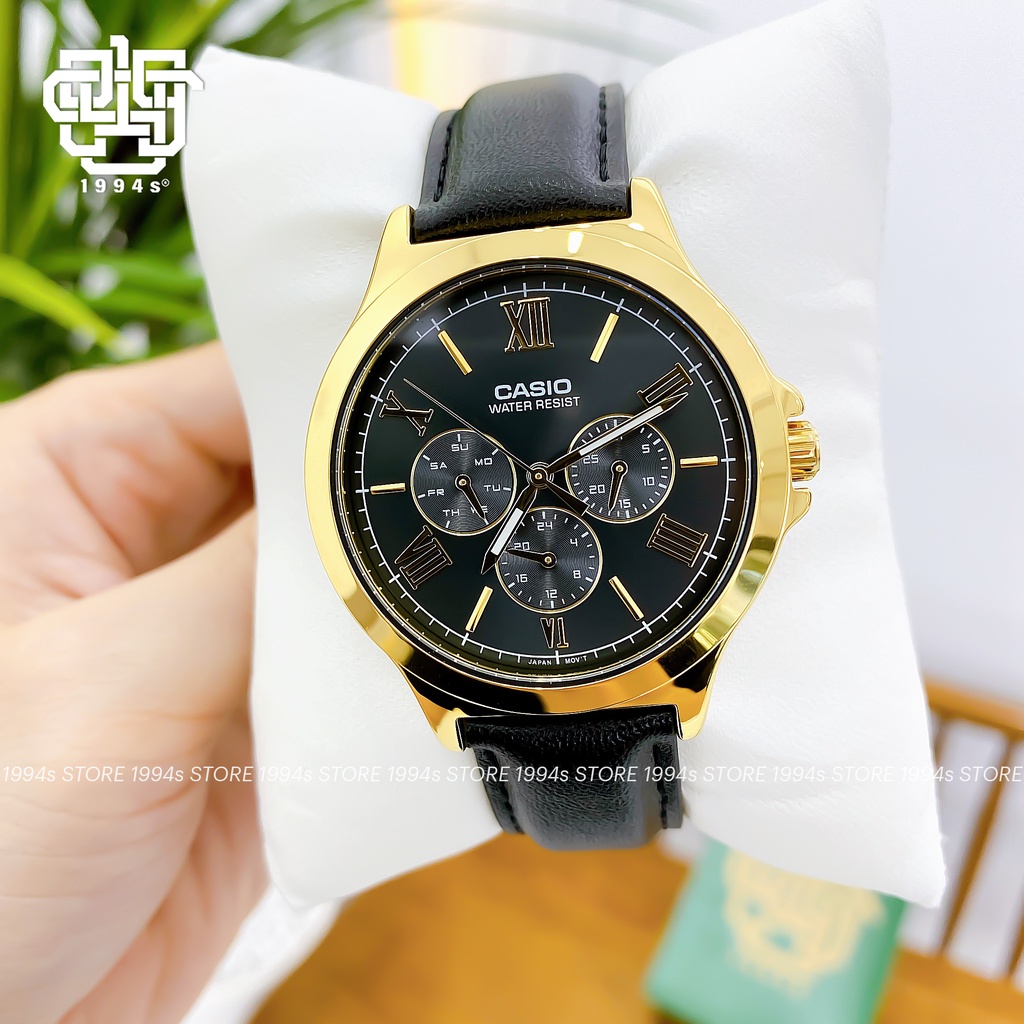 Đồng hồ nam Casio MTP-V300GL-1A dây da thật, chống nước, hàng chính hãng