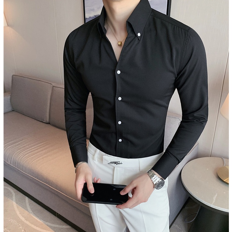 Áo Sơ Mi Nam Mẫu Mới Phong Cách Trẻ Trung, Áo Sơ Mi Nam Màu Trơn Chất Vải Mềm Mịn Chống Nhăn Cao Cấp