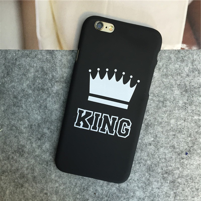 Ốp lưng điện thoại nhựa cứng iPhone 6 7 8 hình vương miện King Queen