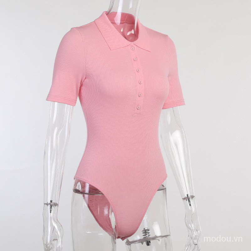 Bộ Jumpsuit Tay Ngắn Cổ Polo Chất Cotton Thiết Kế Thanh Lịch Cho Phái Nữ - Hàng mới về | BigBuy360 - bigbuy360.vn