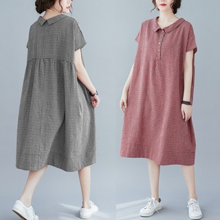 B304 đầm big size freesize đầm bầu dáng suông kẻ caro trẻ trung phong cách hiện đại