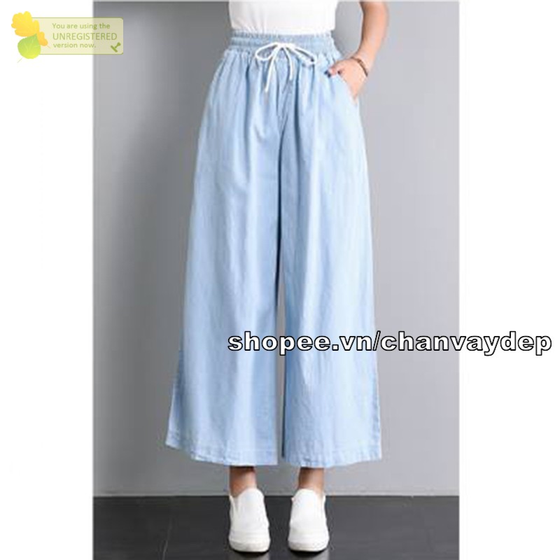 Quần denim ống rộng dạng dài MT390