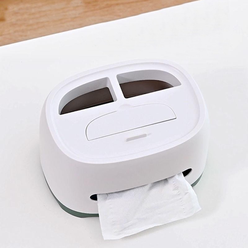 Hộp đựng khăn giấy để bàn đa năng TISSUE BOX Hộp đựng giấy ăn kiêm giá đỡ điện thoại, điều khển để bàn ngăn nắp tiện lợi