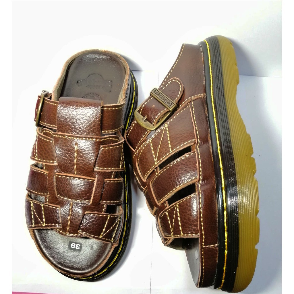 [dép da nam cao cấp] Dép Nam Quai Ngang Doctor Dr.Martens Da Bò Cao Cấp Hàng VNXK - Đế Lót Da Bò - Mã D7 [thời trang]