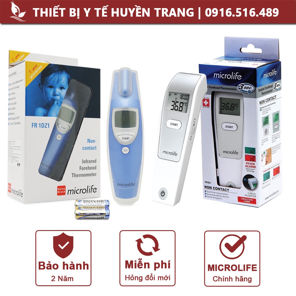 Nhiệt Kế Hồng Ngoại Điện Tử Microlife Thụy Sĩ, Máy Đo Thân Nhiệt, Đo Trán, Nhiệt Độ Cơ Thể, Nhiệt Độ Phòng