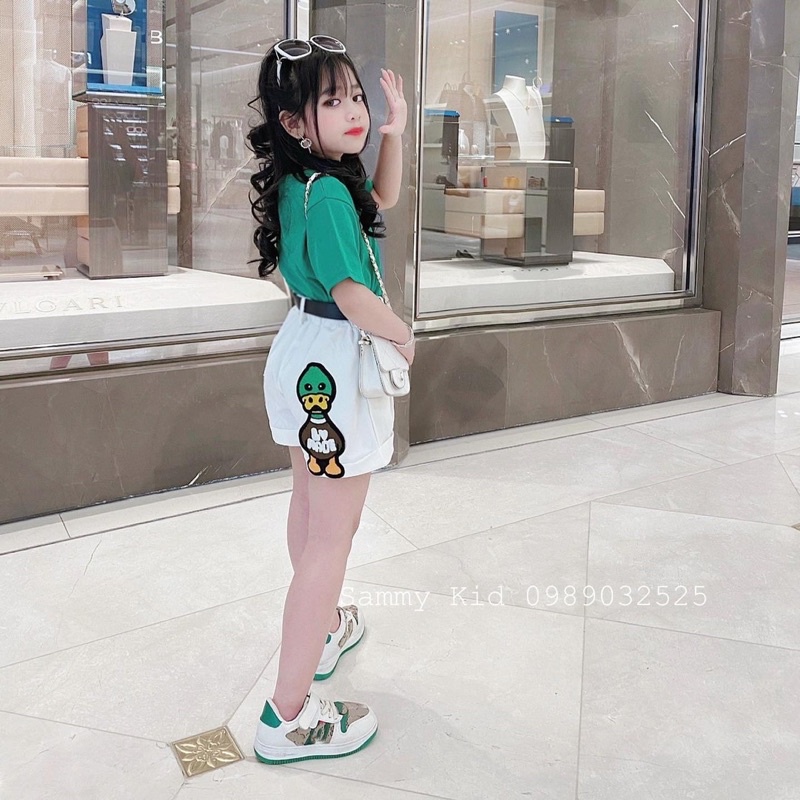 Set bộ đùi Vịt xanh 2 màu Không Kèm Đai cho bé gái 16-42kg cá tính