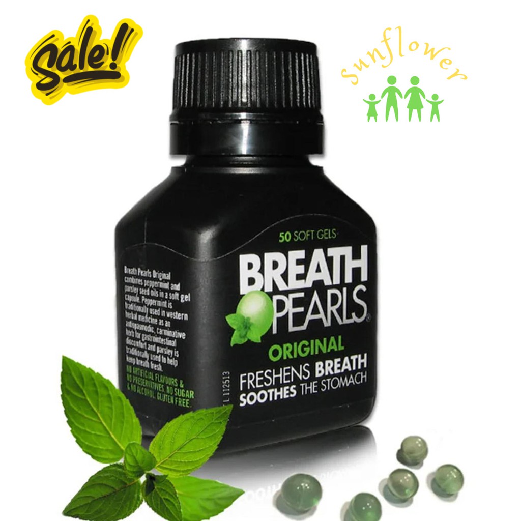 Viên ngậm thơm miệng Breath pearls 50 viên của Úc