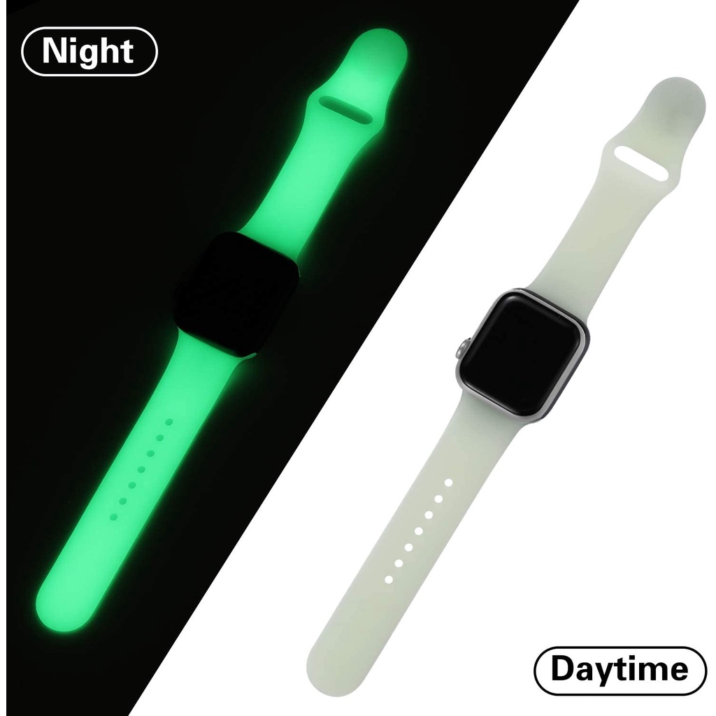 Dây Đeo Silicon Dạ Quang Cho Đồng Hồ Thông Minh Apple Watch 5 4 3 2 1 Kích Thước 38 / 40 / 42 / 44mm