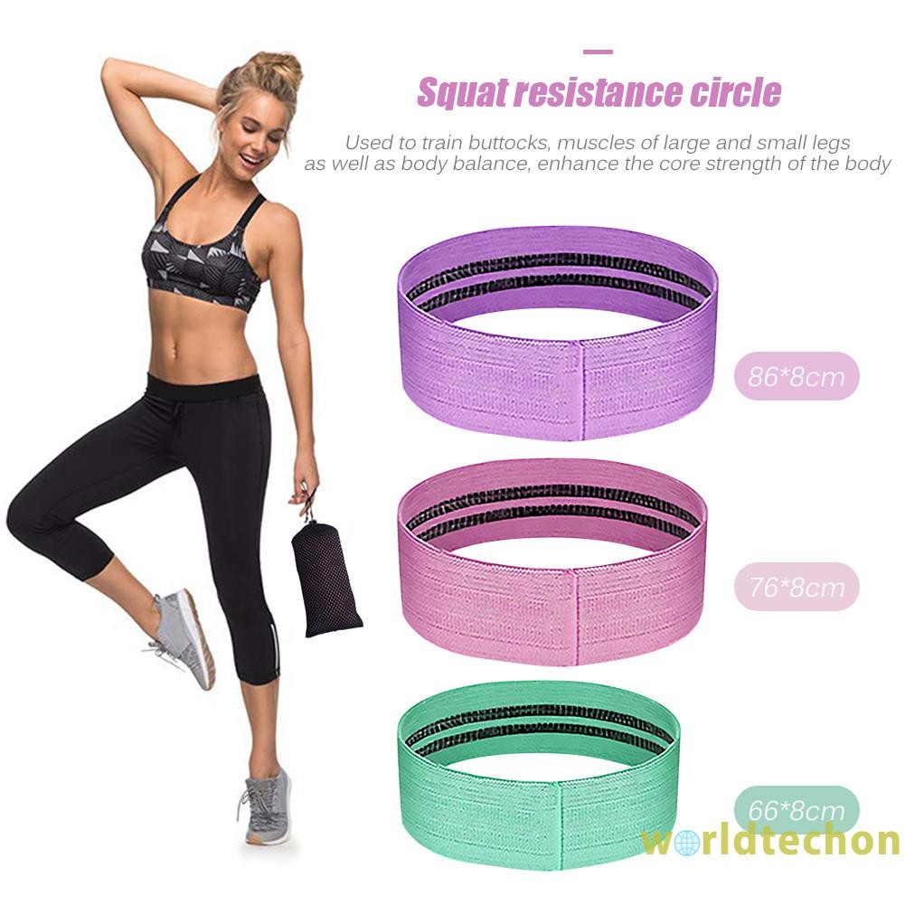 READY STOCK 3pcs Non Slip Resistance Bands for Leg Butt Hip Glute Squat Booty Bands