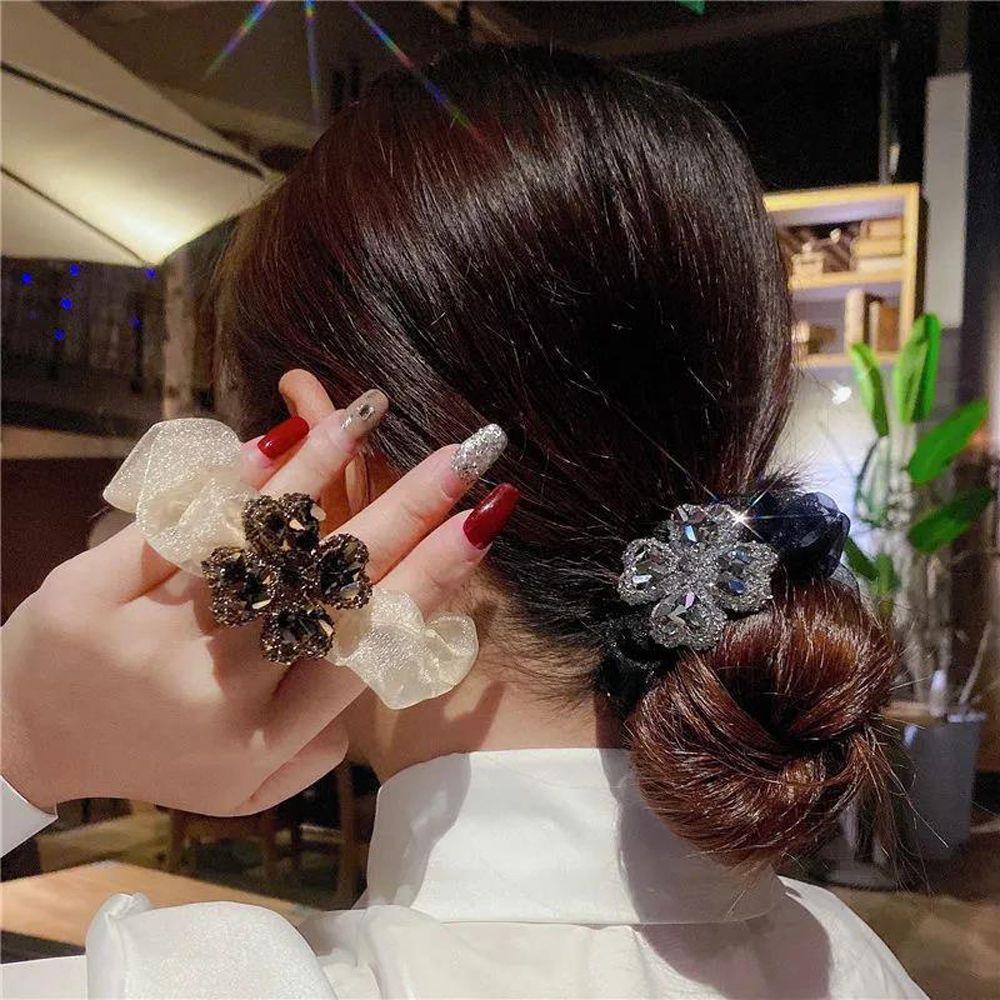 Dây Buộc Tóc Cỏ Bốn Lá Bằng Vải Organza Phong Cách Hàn Quốc Cổ Điển Thích Hợp Làm Quà Tặng Ngày Của Mẹ