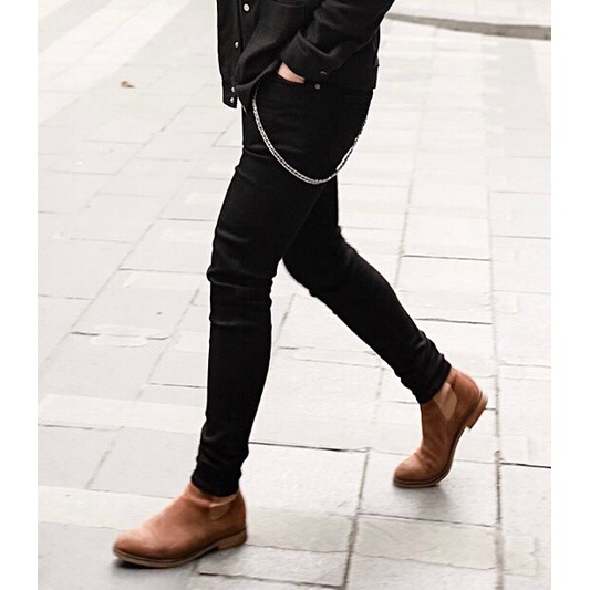 Quần Jeans Nam Snazzy Vải Bò Denim Màu Đen Trơn Co Giãn Form Slimfit All Black