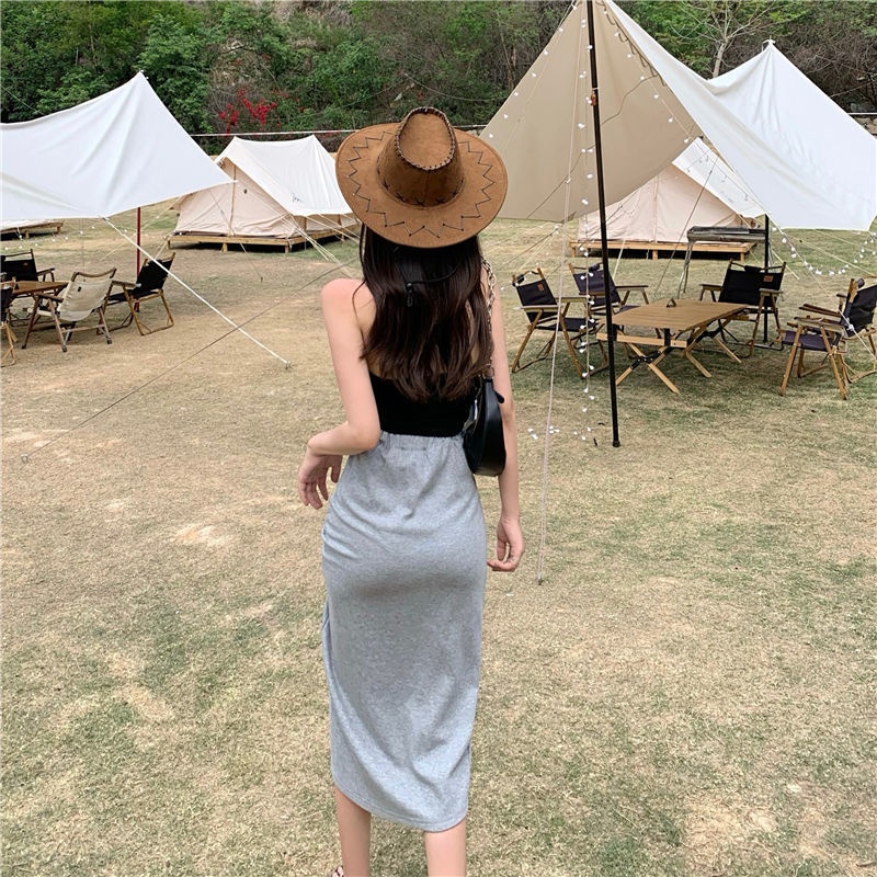 Chân váy COZOKC lưng cao phối dây rút xếp ly thiết kế lệch tà