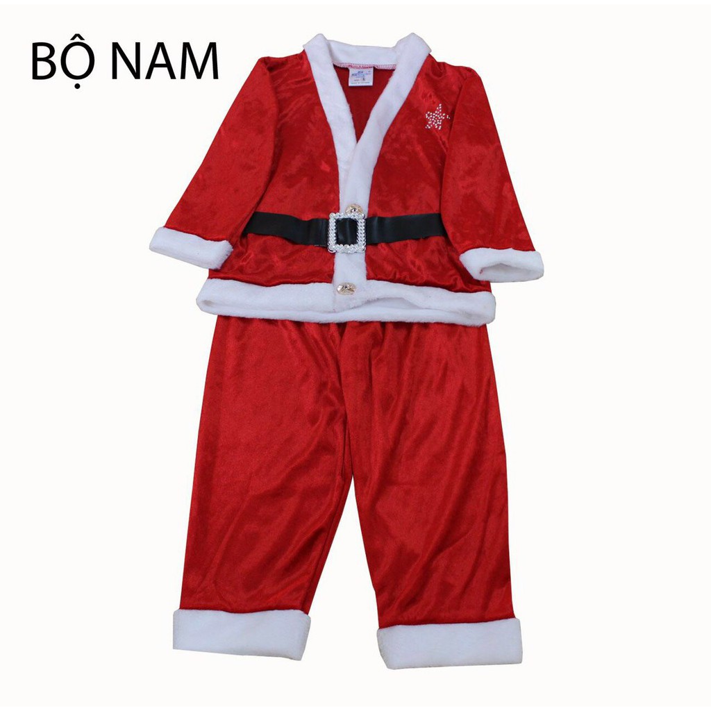 Bộ ông già Noel cho bé trai từ 1 đến 10 tuổi - Vải Nhung mịn