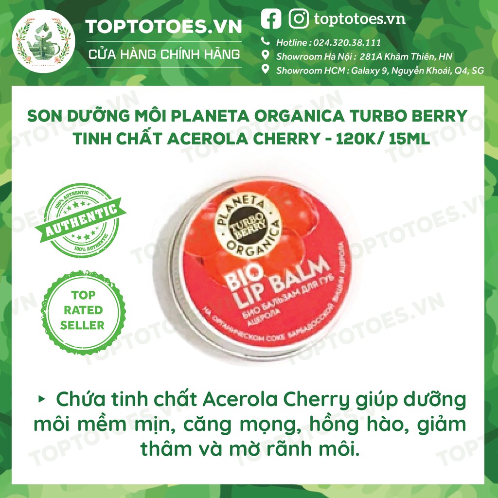 Son dưỡng và tẩy da chết môi dạng hũ Planeta Organica Turbo Berry dưỡng môi mềm mịn, căng hồng