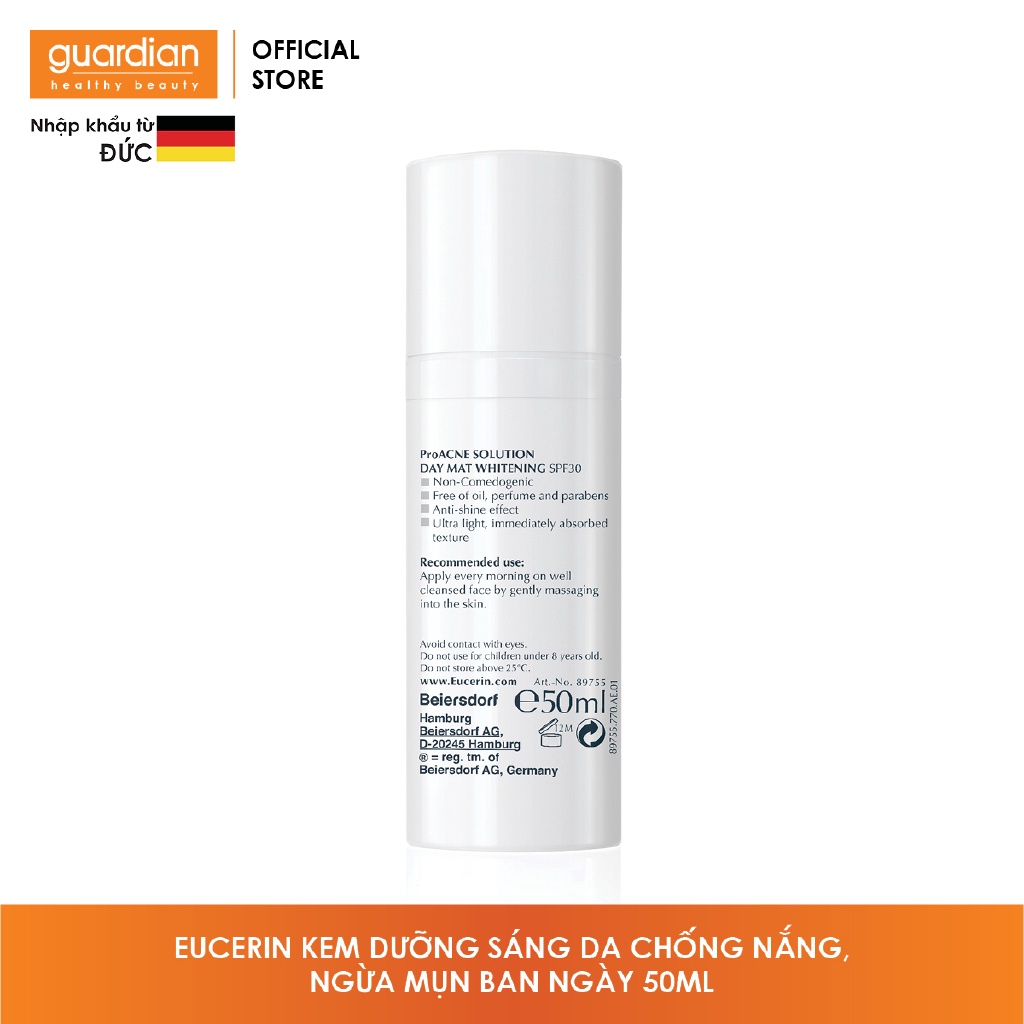 Kem Dưỡng Sáng Da Chống Nắng, Ngừa Mụn Ban Ngày Eucerin Pro Acne SPF30 50ml