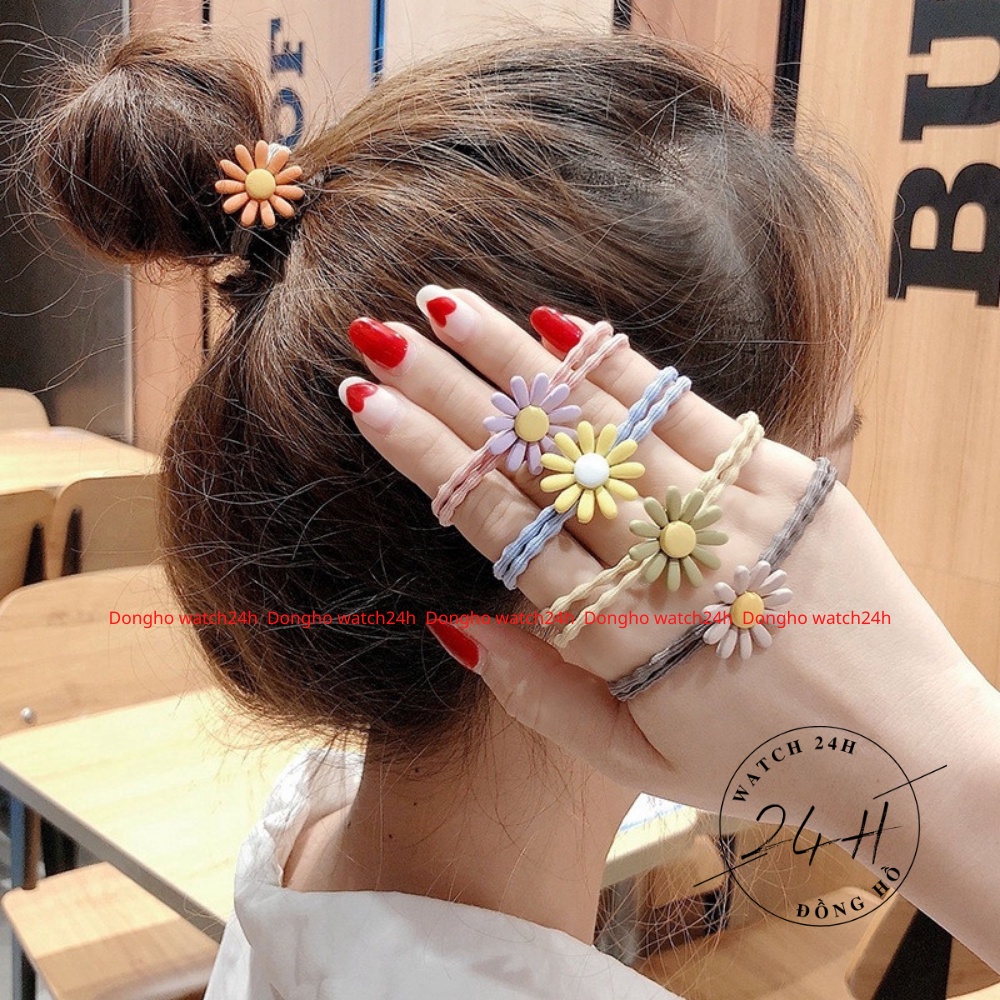 Dây buộc tóc, cột tóc hoa cúc phong cách Hàn Quốc siêu xinh cho các nàng