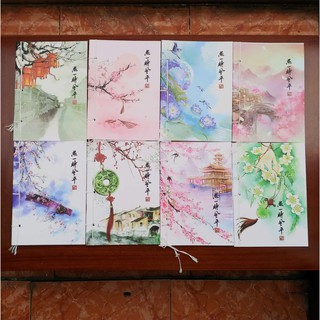 Bộ 8 quyển vở xỏ dây bìa hoa trộn mẫu