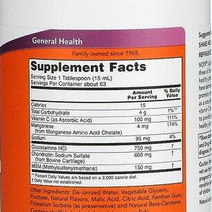 NOW LIQUID GLUCOSAMINE &amp; CHONDROITIN WITH MSM, HỖ TRỢ XƯƠNG KHỚP DẠNG NƯỚC, CHỐNG ĐAU NHỨC KHỚP (946 ML)