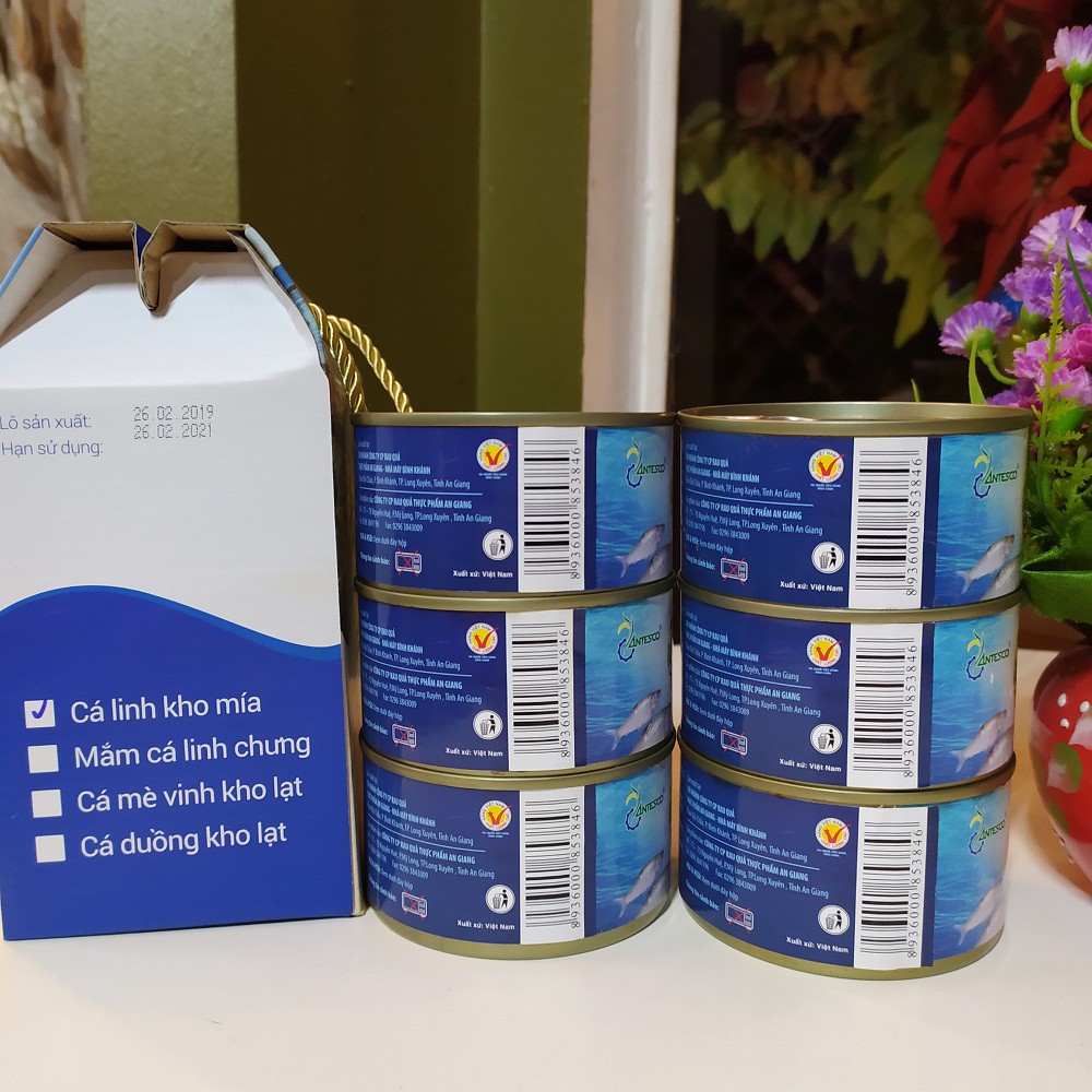 Combo 1 lốc Cá linh kho mía mềm xương hiệu Antesco  - HSD 24 tháng
