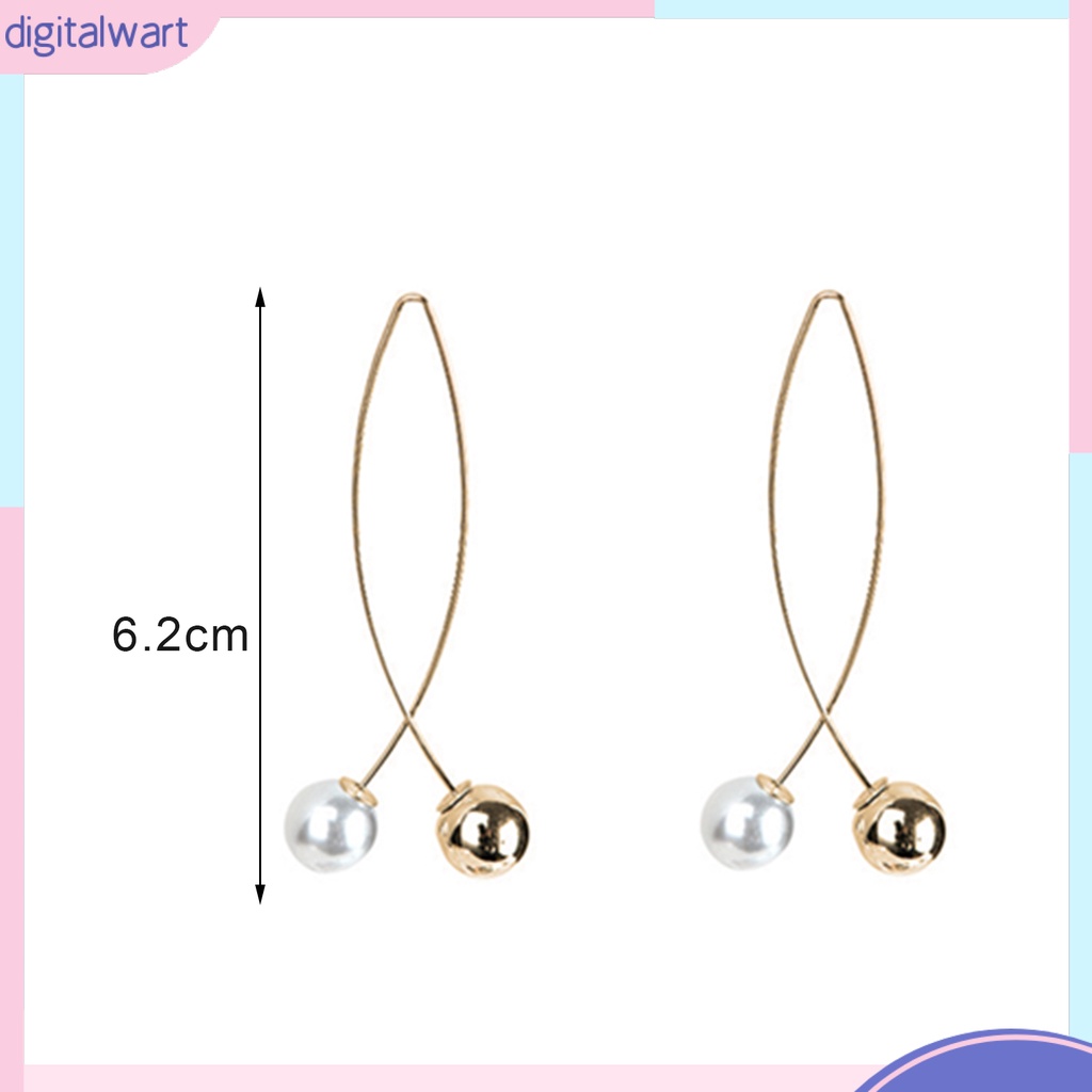 Đôi bông tai dáng dài đính ngọc trai kiểu dáng đơn giản, thời trang cho nữ