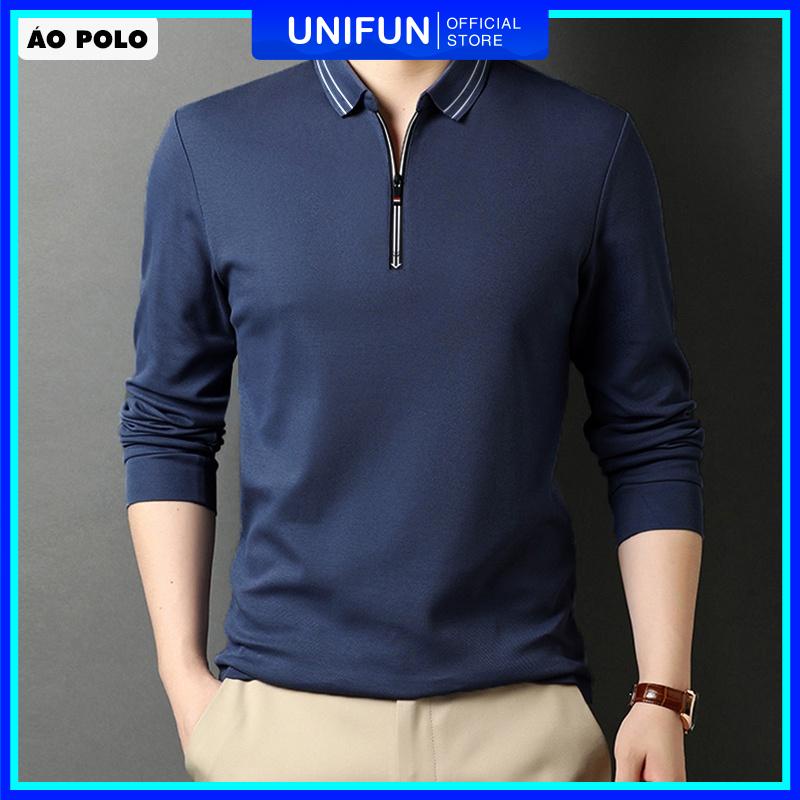 Áo thun nam thể thao PoLo UNIFUN mã KP-Z dài tay trơn phong cách Hàn Quốc Hot Trend thích hợp mặc thu đông