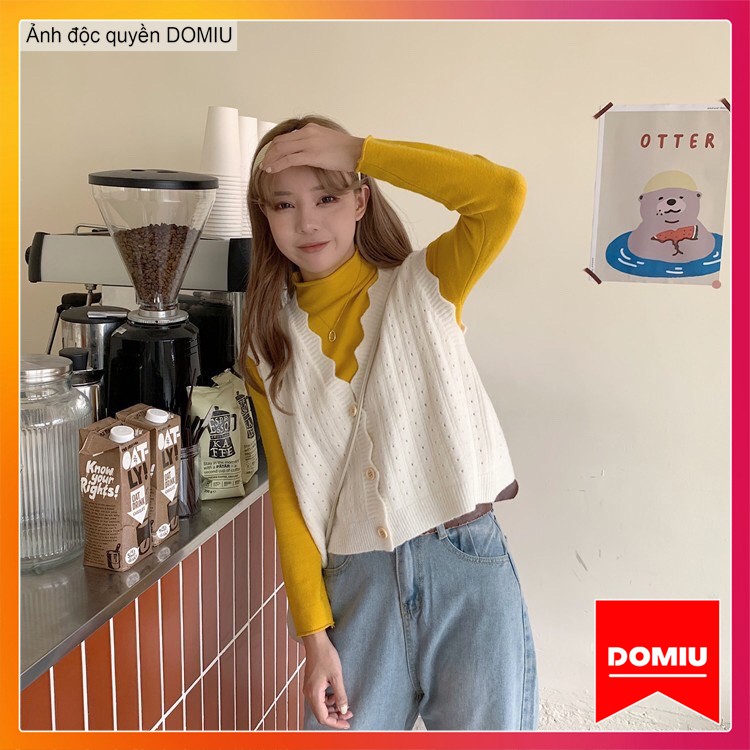 Áo gile len viền lượn sóng cài cúc Ulzzang style | BigBuy360 - bigbuy360.vn