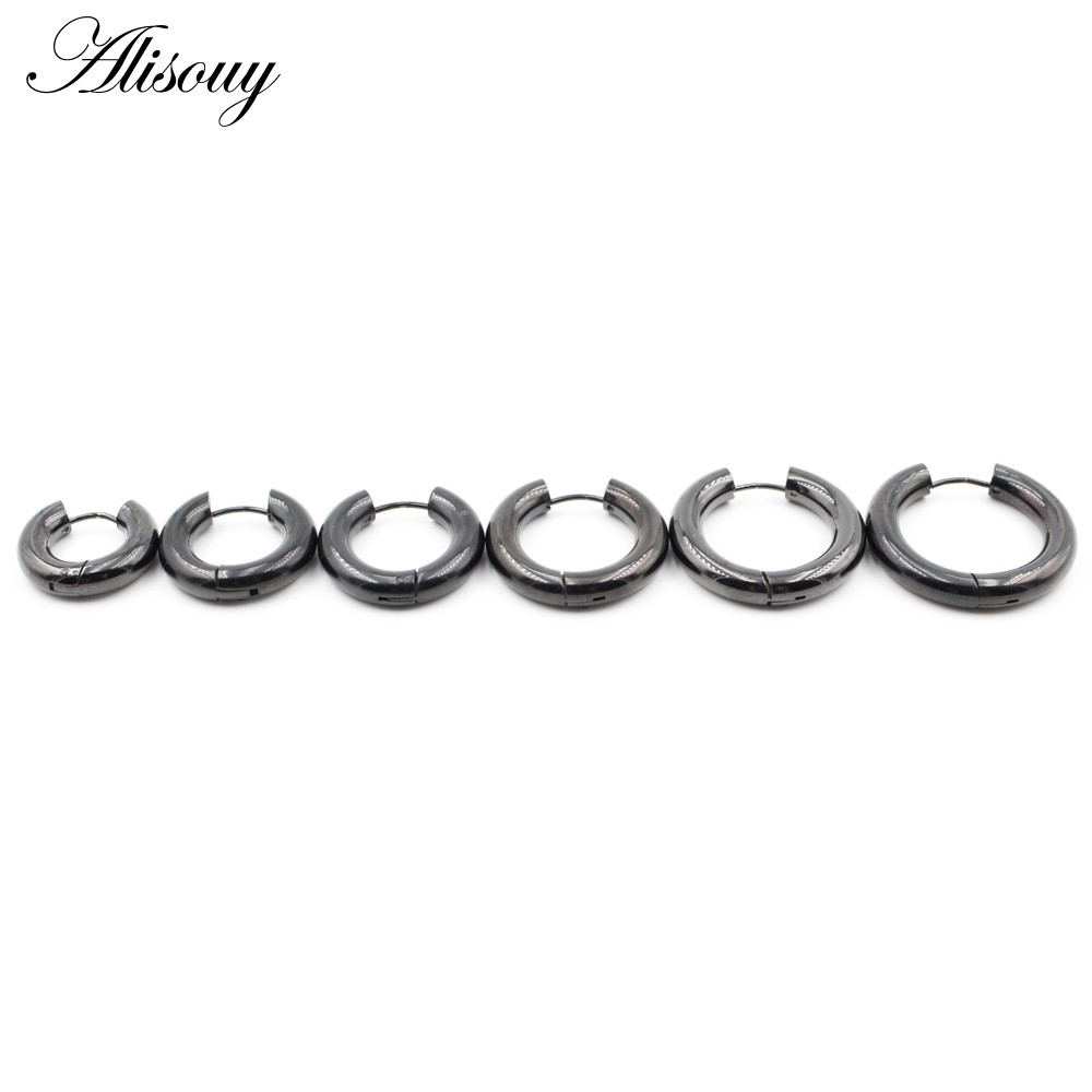 Set 2 Khuyên Tai Dạng Vòng 5mm Bằng Thép Không Gỉ Thời Trang Cho Nữ