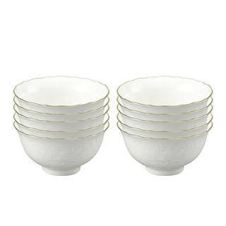 Bộ 10 chén cơm 11.5cm Sen IFP Chỉ Vàng hàng đẹp dùng để ăn cơm trong gia đình, đãi khách hay tặng quà tết