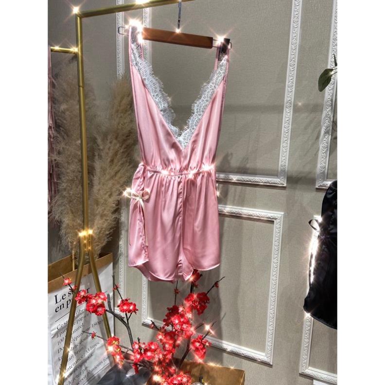 Áo ngủ Jumpsuit lụa viền ren dễ thương, sexy , gợi cảm 😍 ! | BigBuy360 - bigbuy360.vn