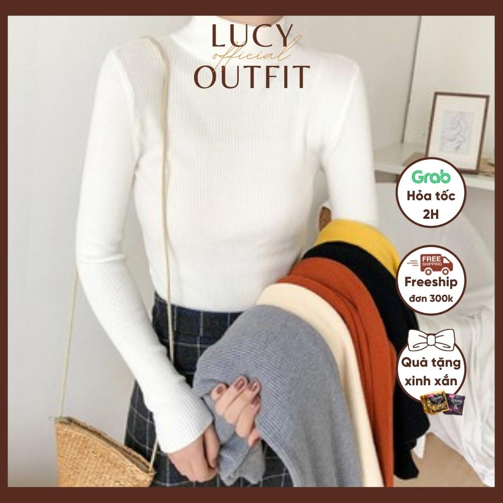 Áo len tăm cổ 3p Hàn Quốc 170gr Áo len tăm dài tay nhiều màu Lucy Outfit thiết kế