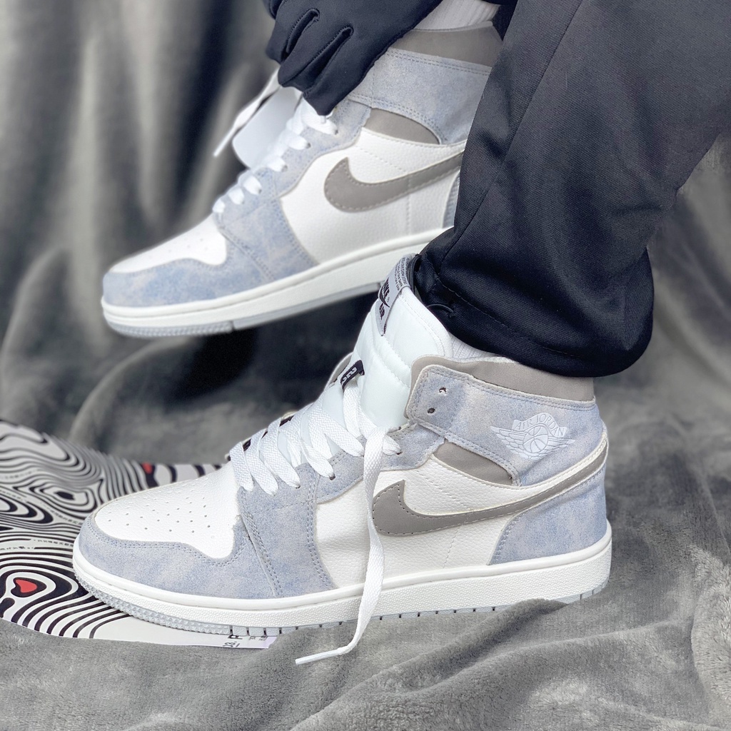 Giày JorDan 1 Cổ Cao HYPER ROYAL Nam Nữ, Giày Sneaker JorDan 1 High xanh loang Đá